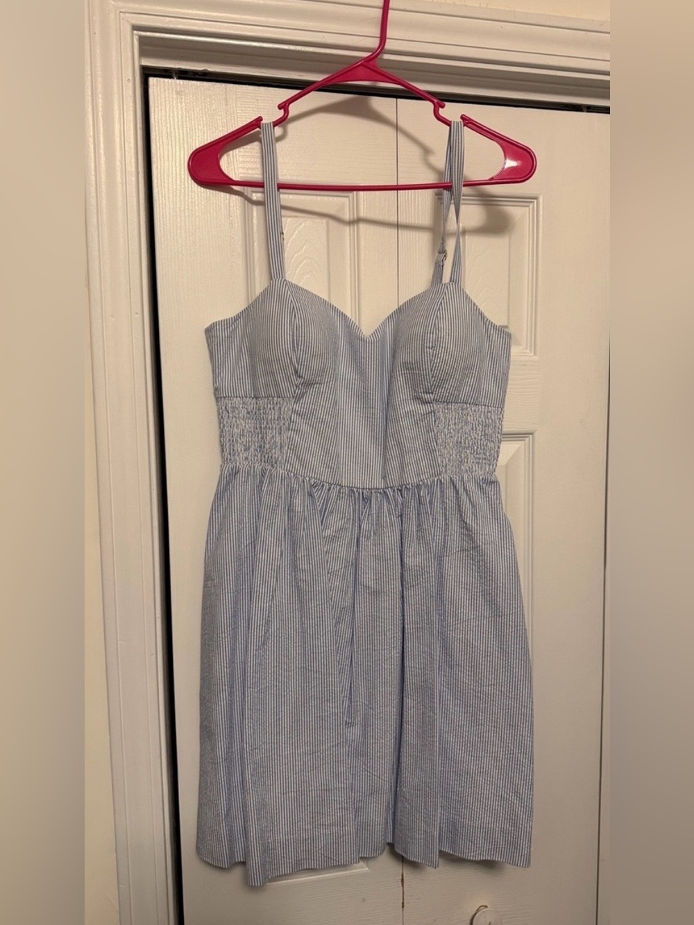 Lilly Pulitzer Christine Seersucker Dress in blue and white stripe